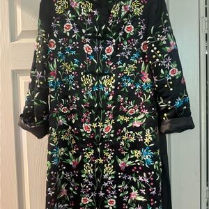 Floral Embroidered Black Dress